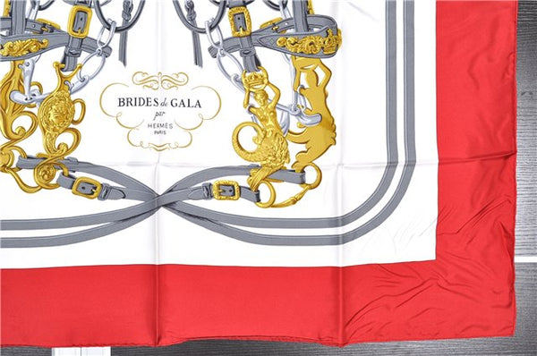 Authentic HERMES Carre 90 Scarf "BRIDES de GALA par" Silk Red Box 3343F