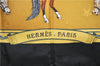 Authentic HERMES Carre 90 Scarf "EN PISTE" Silk Black Paper Bag 3344F