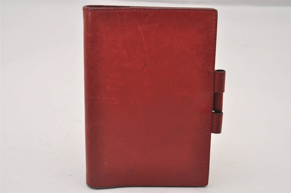 Authentic HERMES Vintage Agenda GM Notebook Cover Day Planner Leather Red 3345I