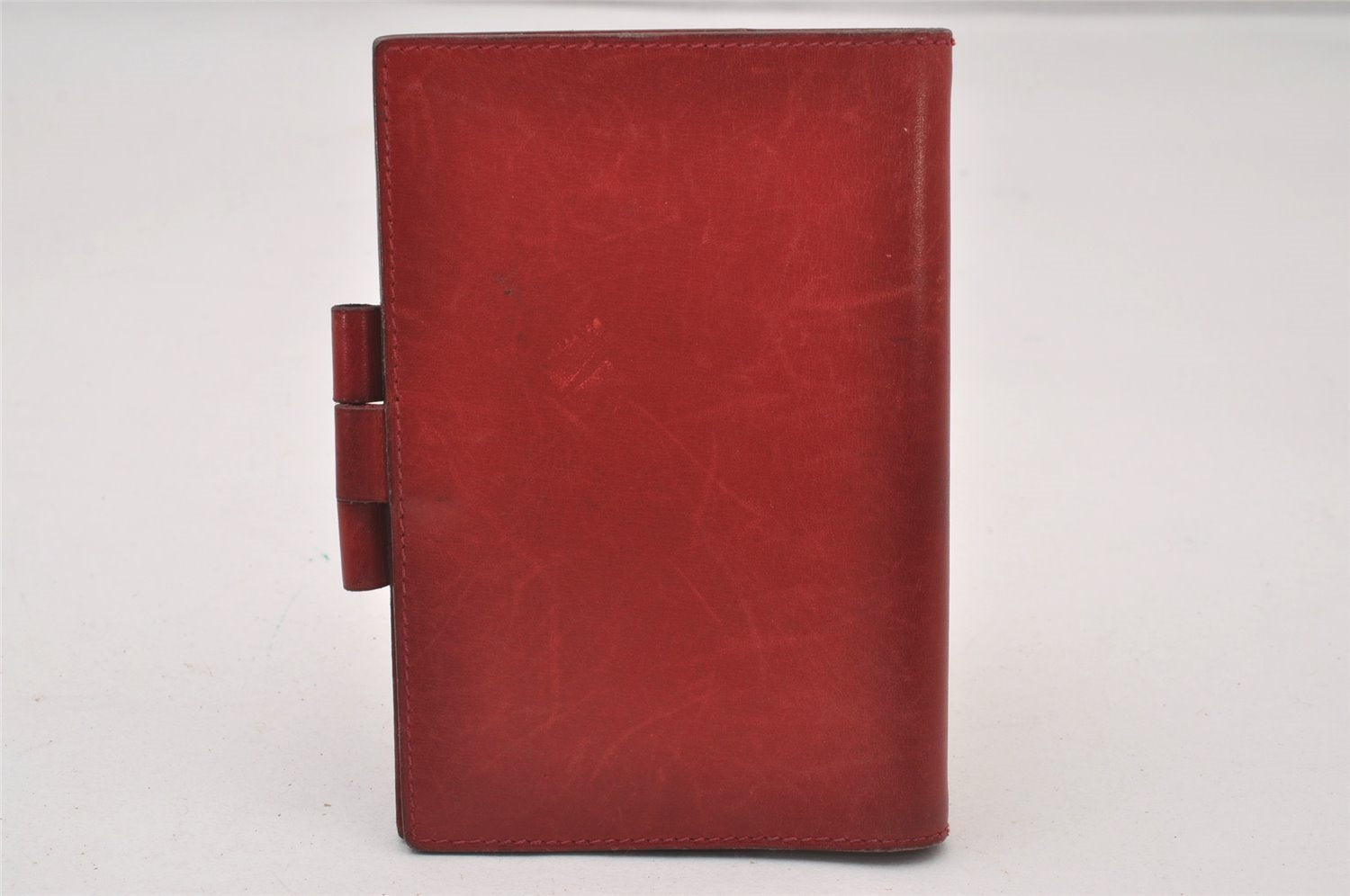 Authentic HERMES Vintage Agenda GM Notebook Cover Day Planner Leather Red 3345I