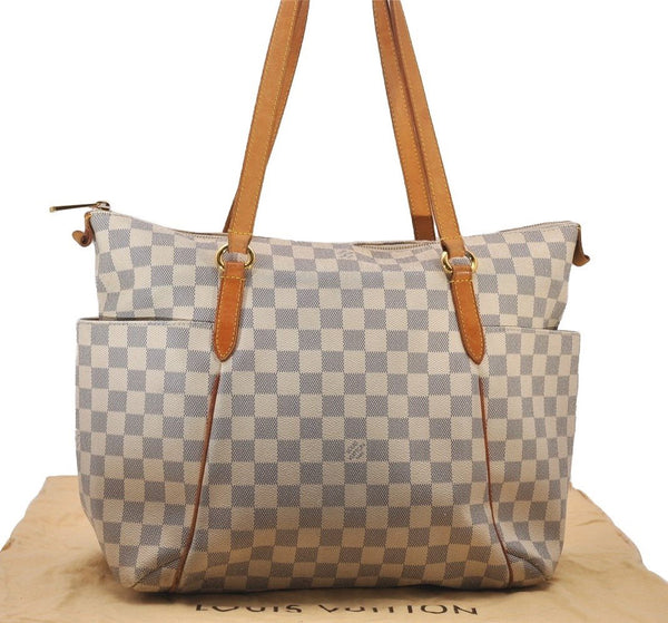 Authentic Louis Vuitton Damier Azur Totally MM Tote Bag N51262 LV 3351I