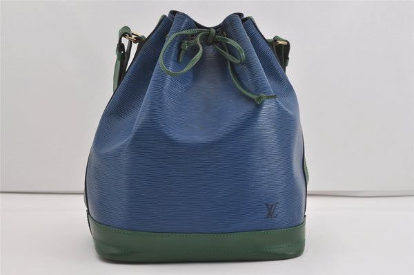 Authentic Louis Vuitton Epi Noe Bi-color Blue Green M44044 Drawstring Bag 3352I