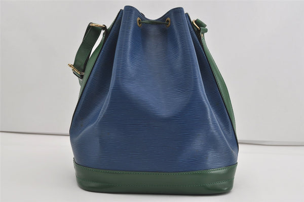 Authentic Louis Vuitton Epi Noe Bi-color Blue Green M44044 Drawstring Bag 3352I