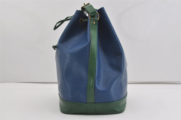 Authentic Louis Vuitton Epi Noe Bi-color Blue Green M44044 Drawstring Bag 3352I