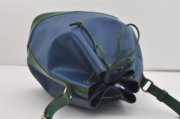 Authentic Louis Vuitton Epi Noe Bi-color Blue Green M44044 Drawstring Bag 3352I