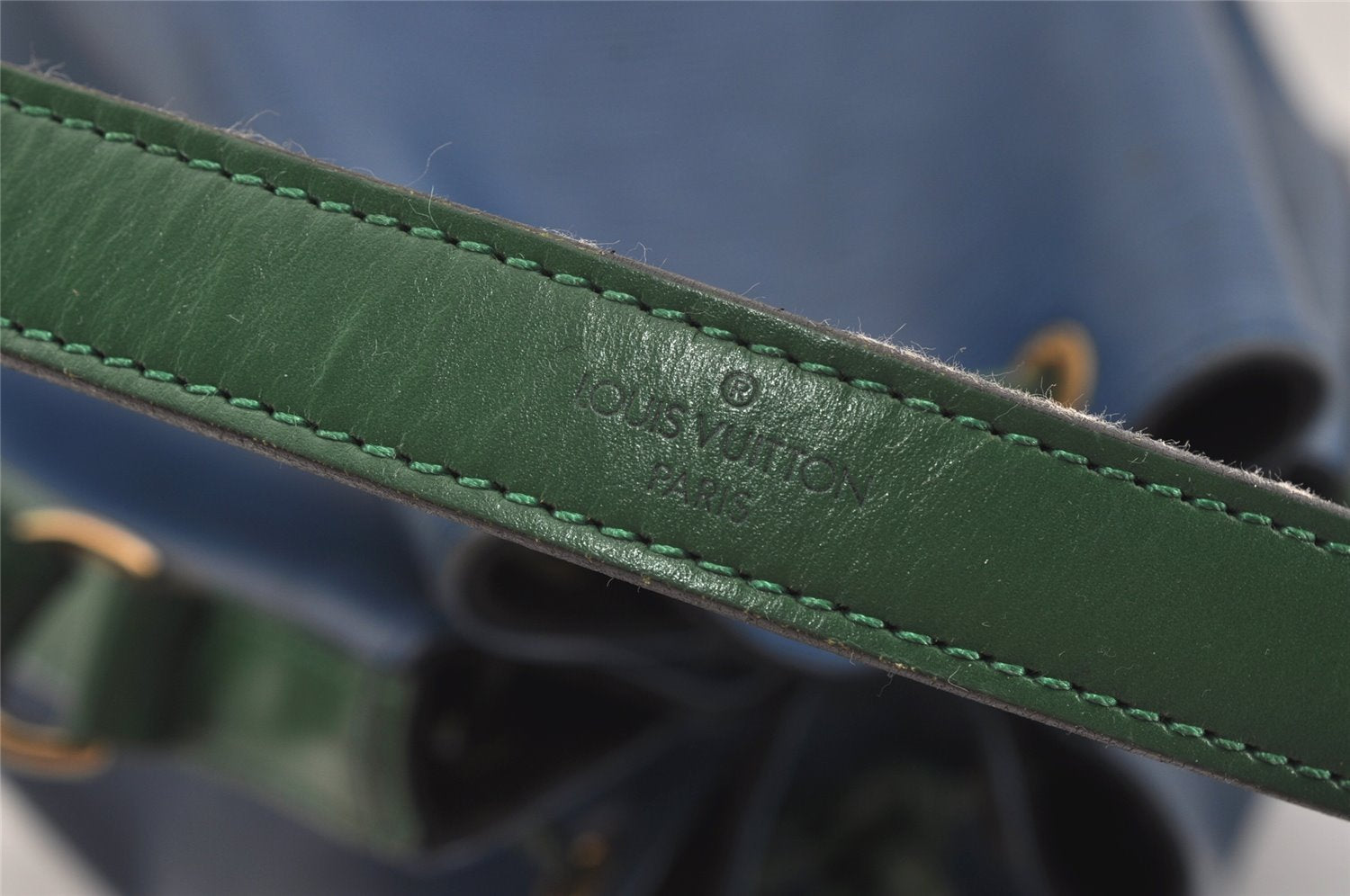 Authentic Louis Vuitton Epi Noe Bi-color Blue Green M44044 Drawstring Bag 3352I