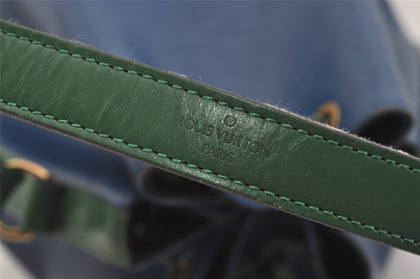 Authentic Louis Vuitton Epi Noe Bi-color Blue Green M44044 Drawstring Bag 3352I