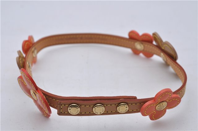 Auth Louis Vuitton Vernis Flower Lexington Bracelet Orange Beige M92251 LV 3353D