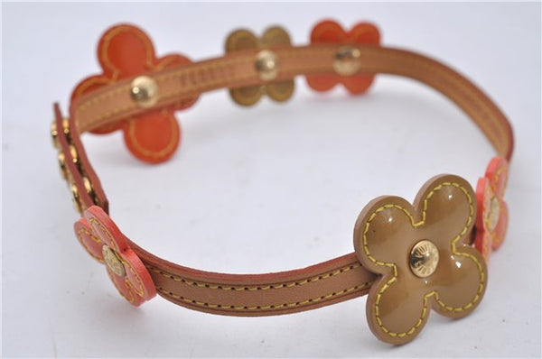 Auth Louis Vuitton Vernis Flower Lexington Bracelet Orange Beige M92251 LV 3353D