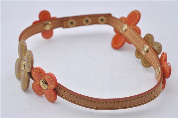 Auth Louis Vuitton Vernis Flower Lexington Bracelet Orange Beige M92251 LV 3353D