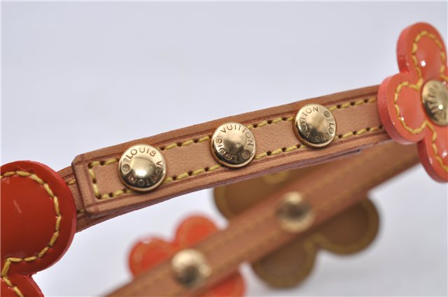 Auth Louis Vuitton Vernis Flower Lexington Bracelet Orange Beige M92251 LV 3353D