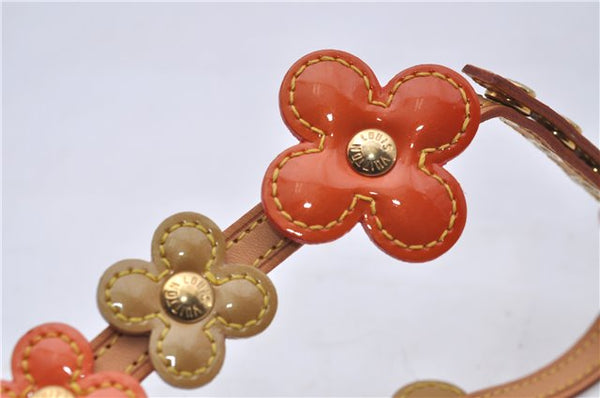 Auth Louis Vuitton Vernis Flower Lexington Bracelet Orange Beige M92251 LV 3353D