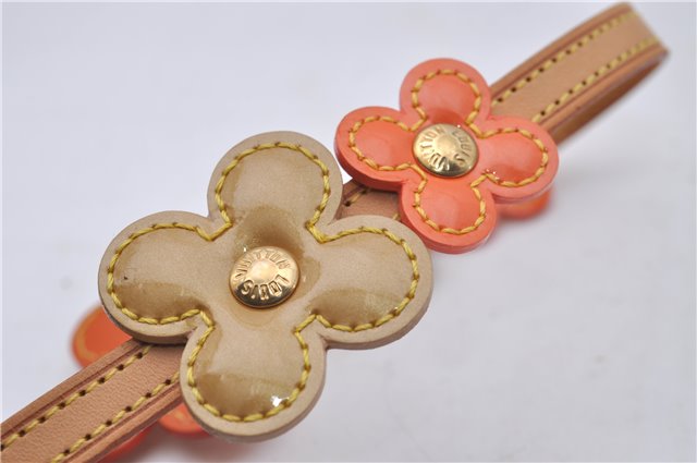 Auth Louis Vuitton Vernis Flower Lexington Bracelet Orange Beige M92251 LV 3353D