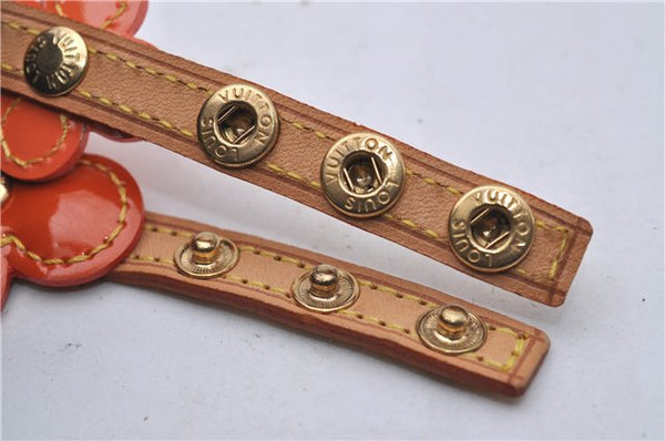 Auth Louis Vuitton Vernis Flower Lexington Bracelet Orange Beige M92251 LV 3353D