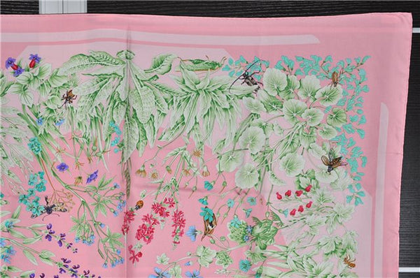 Authentic HERMES Carre 90 Scarf "LA PRAIRIE" Silk Pink 3353F