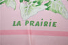 Authentic HERMES Carre 90 Scarf "LA PRAIRIE" Silk Pink 3353F