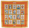 Authentic HERMES Carre 90 Scarf "IMAGERIE" Silk Orange 3354F