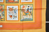 Authentic HERMES Carre 90 Scarf "IMAGERIE" Silk Orange 3354F