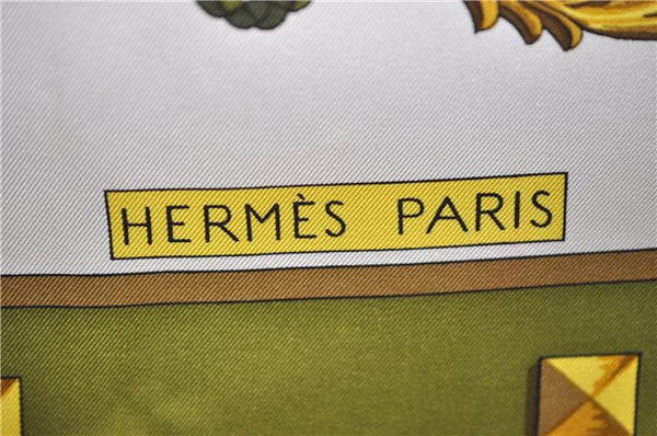 Authentic HERMES Carre 90 Scarf "LES CLES" Silk Green Box 3355D