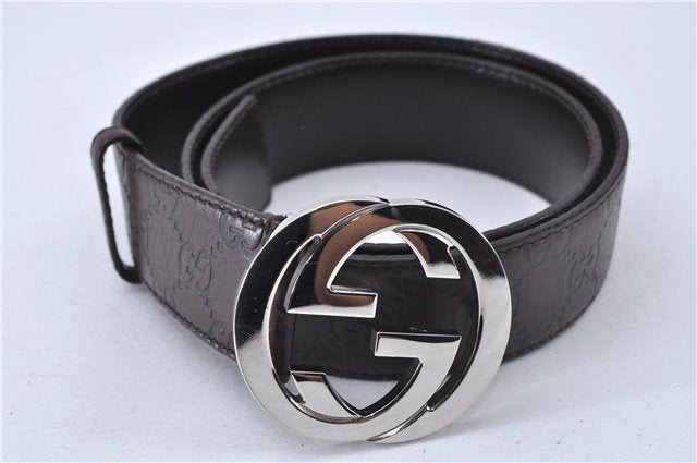 Auth GUCCI Guccissima Interlocking Belt GG Leather 85cm 33.5