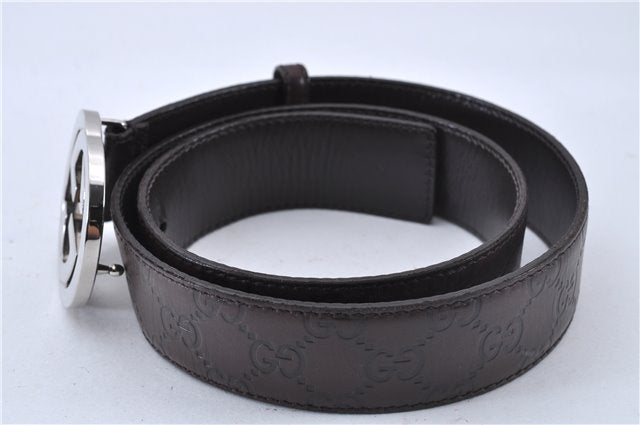 Auth GUCCI Guccissima Interlocking Belt GG Leather 85cm 33.5