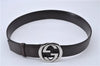 Auth GUCCI Guccissima Interlocking Belt GG Leather 85cm 33.5" 114984 Brown 3355F