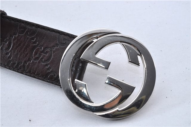 Auth GUCCI Guccissima Interlocking Belt GG Leather 85cm 33.5