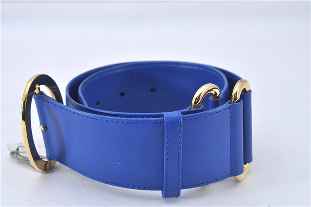 Authentic Christian Dior Vintage Belt Leather Size 65cm 25.6inches Blue CD 3358F