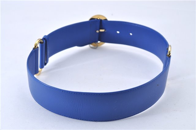 Authentic Christian Dior Vintage Belt Leather Size 65cm 25.6inches Blue CD 3358F