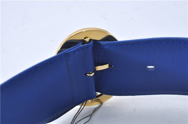 Authentic Christian Dior Vintage Belt Leather Size 65cm 25.6inches Blue CD 3358F