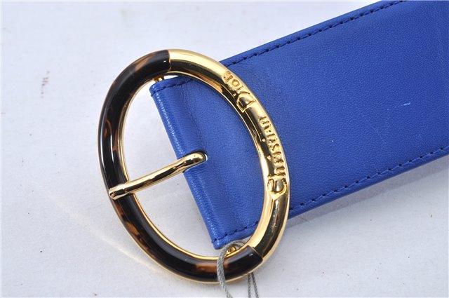 Authentic Christian Dior Vintage Belt Leather Size 65cm 25.6inches Blue CD 3358F