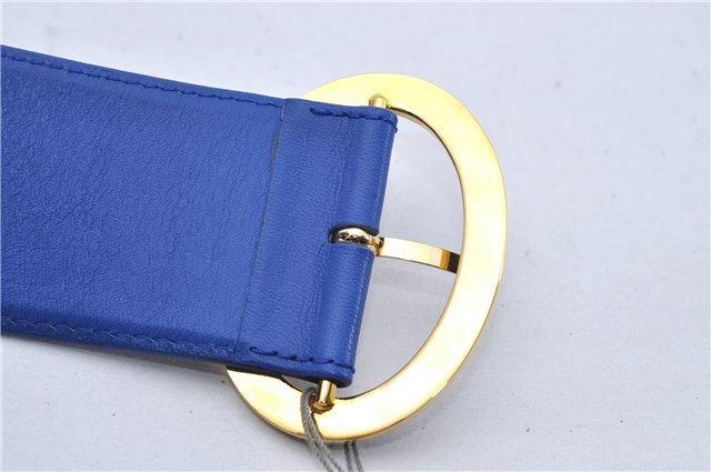 Authentic Christian Dior Vintage Belt Leather Size 65cm 25.6inches Blue CD 3358F