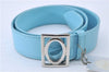 Authentic Christian Dior Belt Leather Size 70cm 27.6inches Light Blue CD 3359F