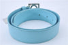 Authentic Christian Dior Belt Leather Size 70cm 27.6inches Light Blue CD 3359F