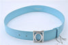 Authentic Christian Dior Belt Leather Size 70cm 27.6inches Light Blue CD 3359F