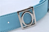 Authentic Christian Dior Belt Leather Size 70cm 27.6inches Light Blue CD 3359F