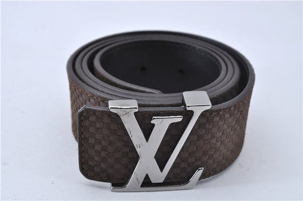 Authentic Louis Vuitton Micro Damier Ceinture LV Initial 35.4" M6876 Belt 3361F