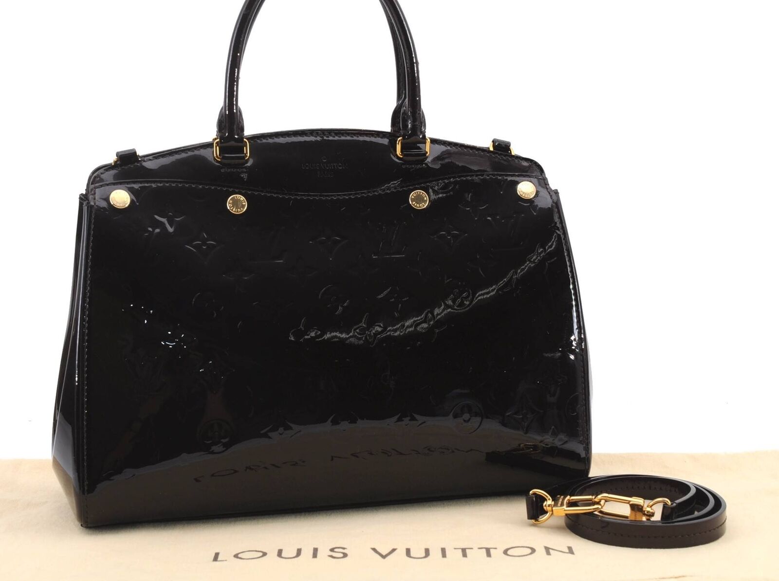 Auth Louis Vuitton Vernis Brea MM 2Way Shoulder Hand Bag M50597 Wine Red 3362C