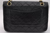 Authentic CHANEL Calf Skin Matelasse Chain Shoulder Bag Purse Black CC Box 3364I