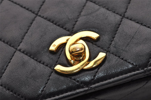 Authentic CHANEL Calf Skin Matelasse Chain Shoulder Bag Purse Black CC Box 3364I