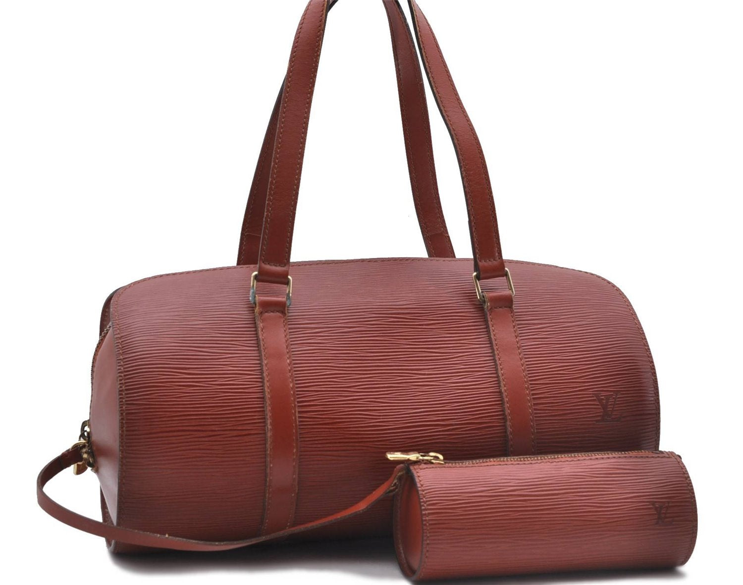 Authentic Louis Vuitton Epi Soufflot Hand Bag Brown M52223 LV 3367D