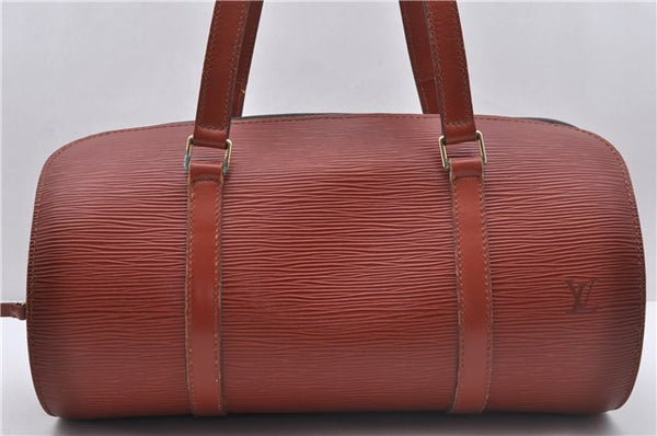 Authentic Louis Vuitton Epi Soufflot Hand Bag Brown M52223 LV 3367D