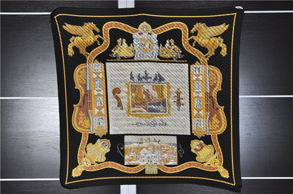 Authentic HERMES Pleats Scarf "IN SALZBURG" Silk Black 3367F