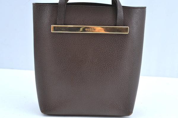 Authentic GUCCI Vintage Hand Tote Bag Purse Leather Brown 3367H