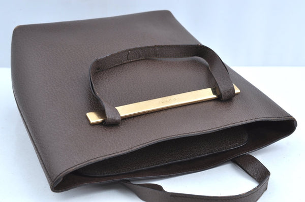 Authentic GUCCI Vintage Hand Tote Bag Purse Leather Brown 3367H