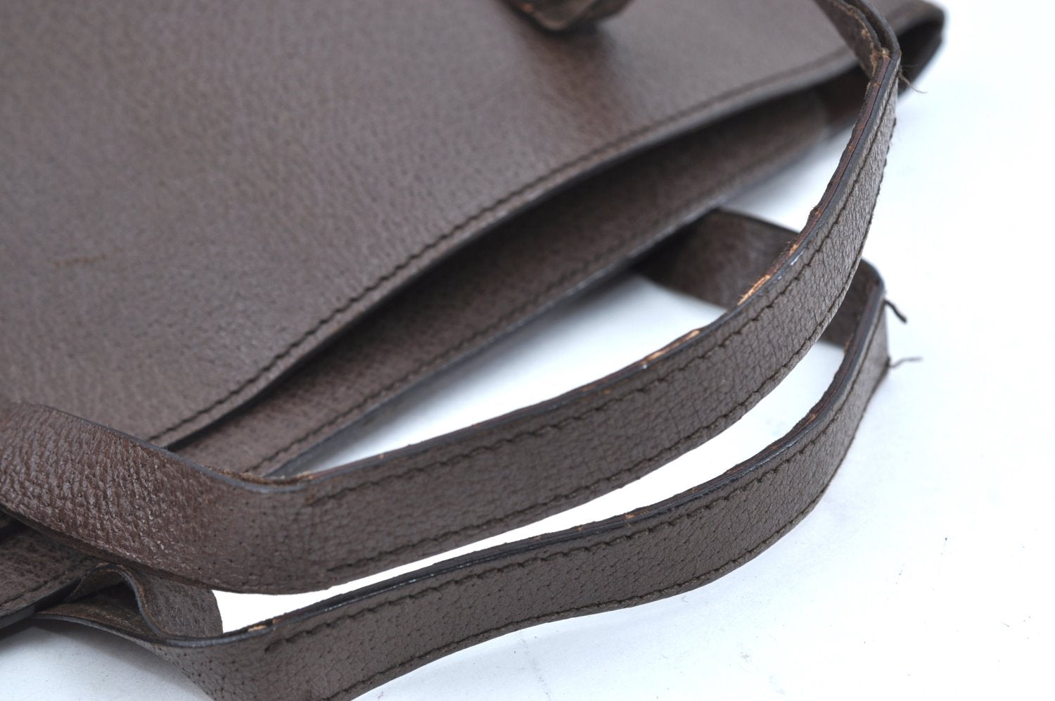 Authentic GUCCI Vintage Hand Tote Bag Purse Leather Brown 3367H