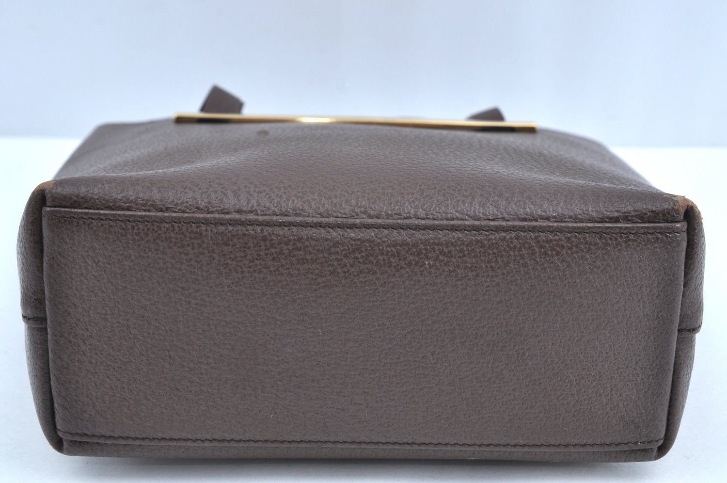 Authentic GUCCI Vintage Hand Tote Bag Purse Leather Brown 3367H