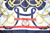 Authentic HERMES Carre 90 Scarf "Eperon d’or" Silk Navy 3370F