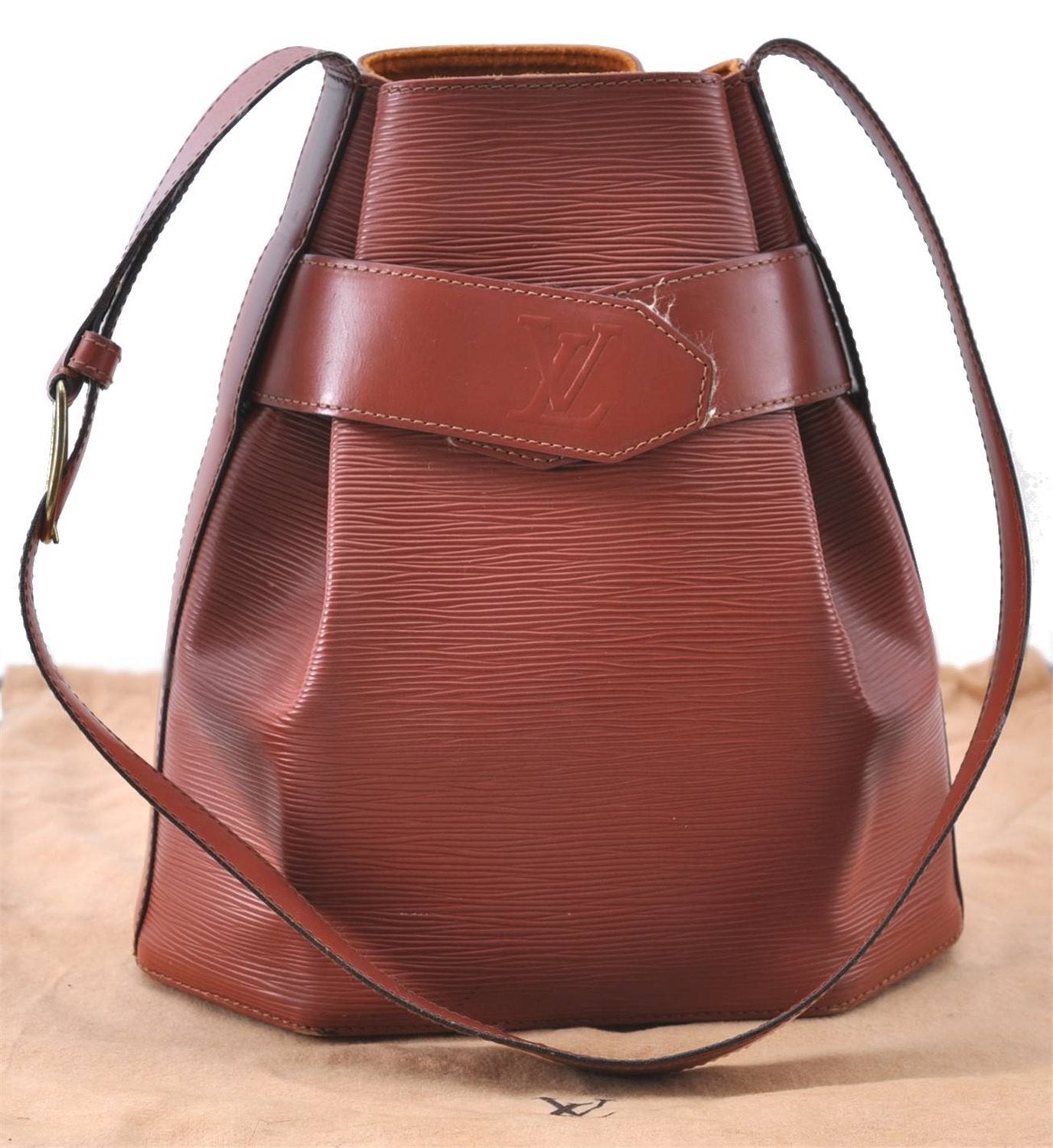 Authentic Louis Vuitton Epi Sac De Paule PM Shoulder Cross Bag Brown LV 3372D