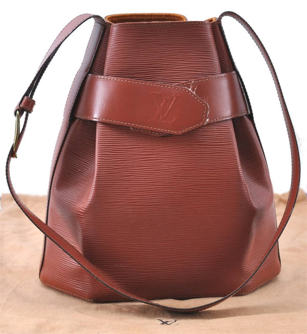 Authentic Louis Vuitton Epi Sac De Paule PM Shoulder Cross Bag Brown LV 3372D